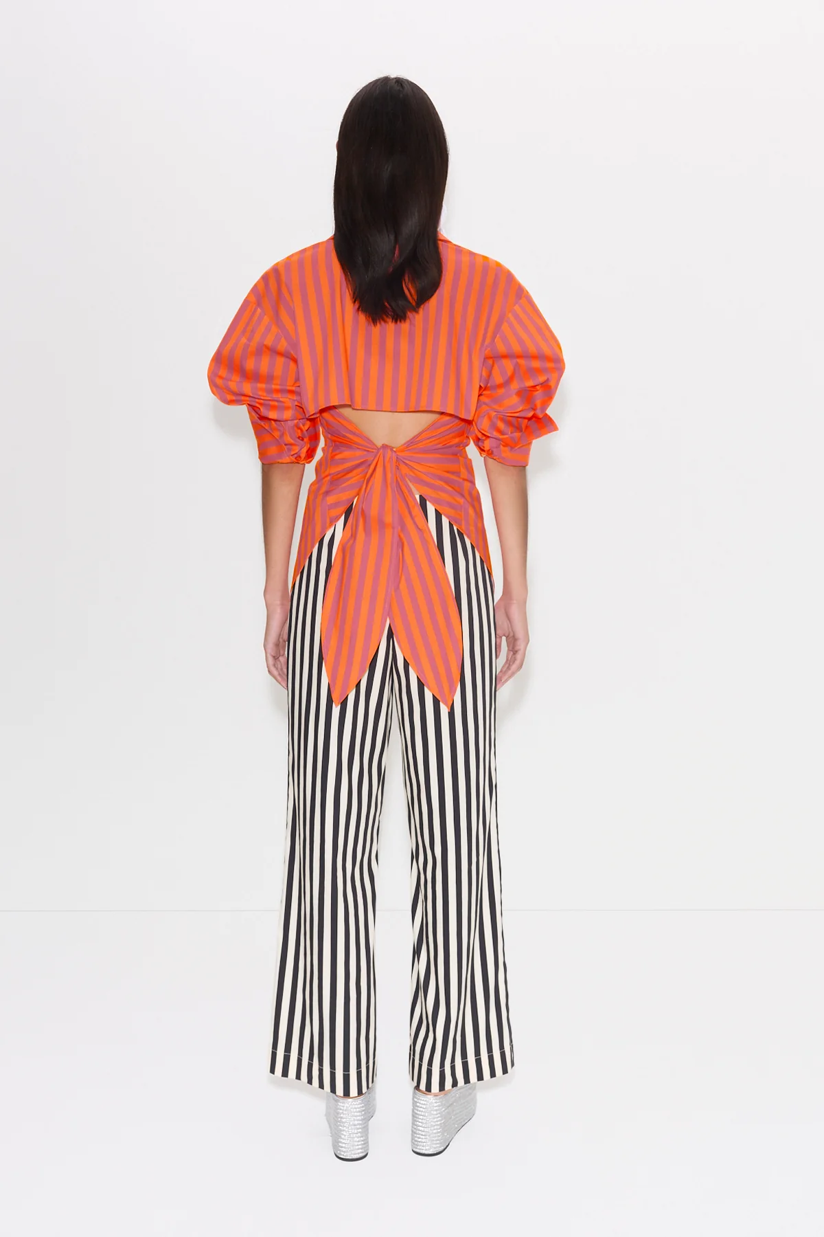 Pia Poplin Pant In Black/White Stripe - Image 5