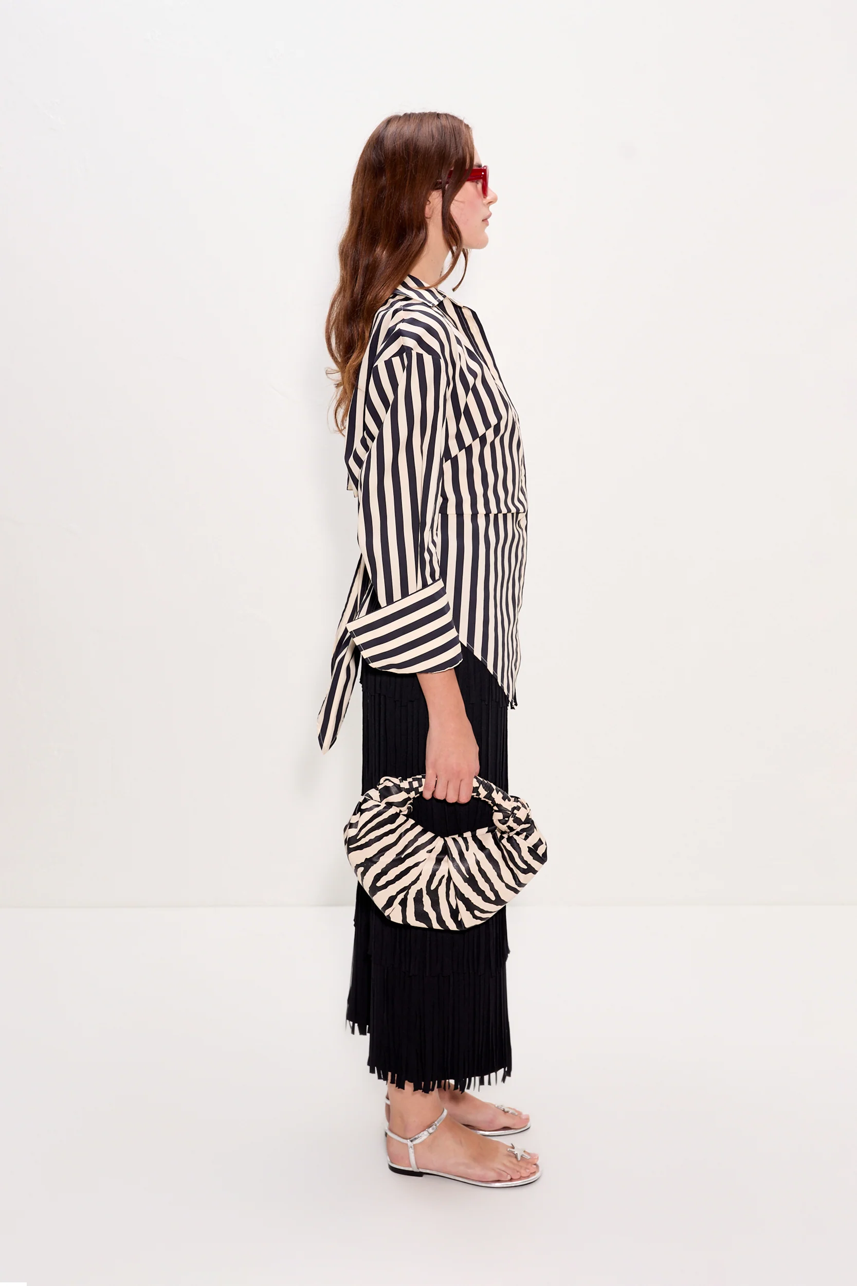 Za Za Knit Fringe Skirt In Black - Image 5
