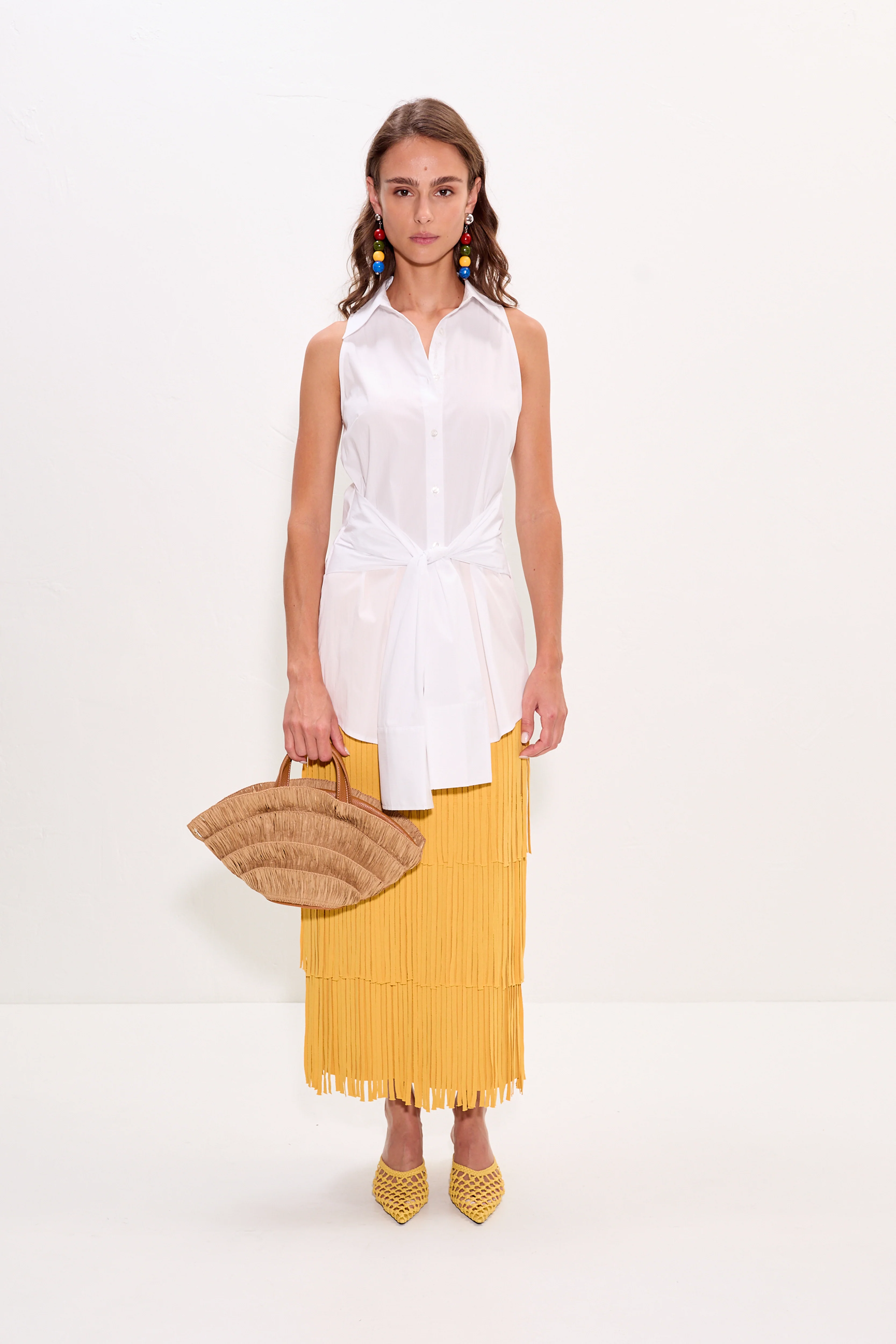 Za Za Knit Fringe Skirt in Butter - Image 4