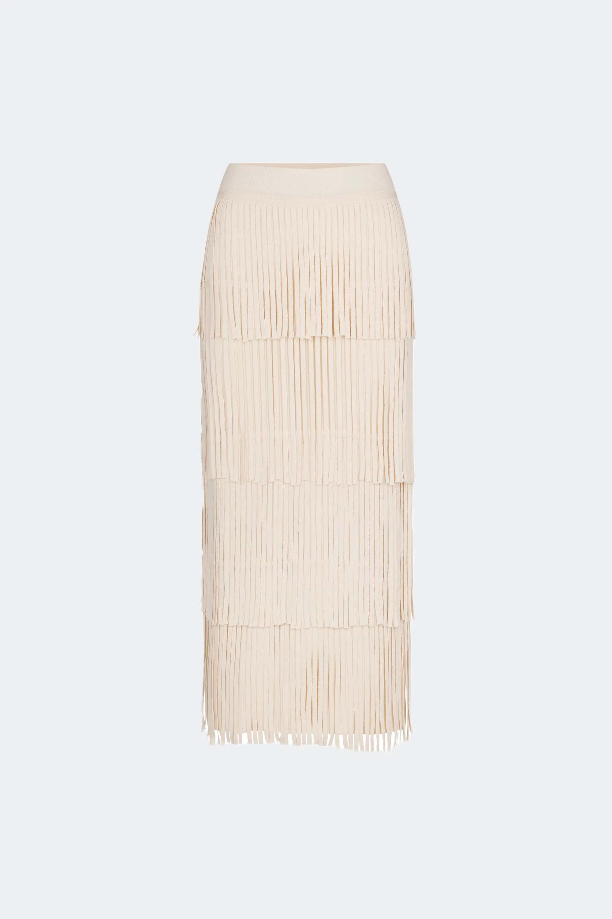 Za Za Knit Fringe Skirt in Ivory