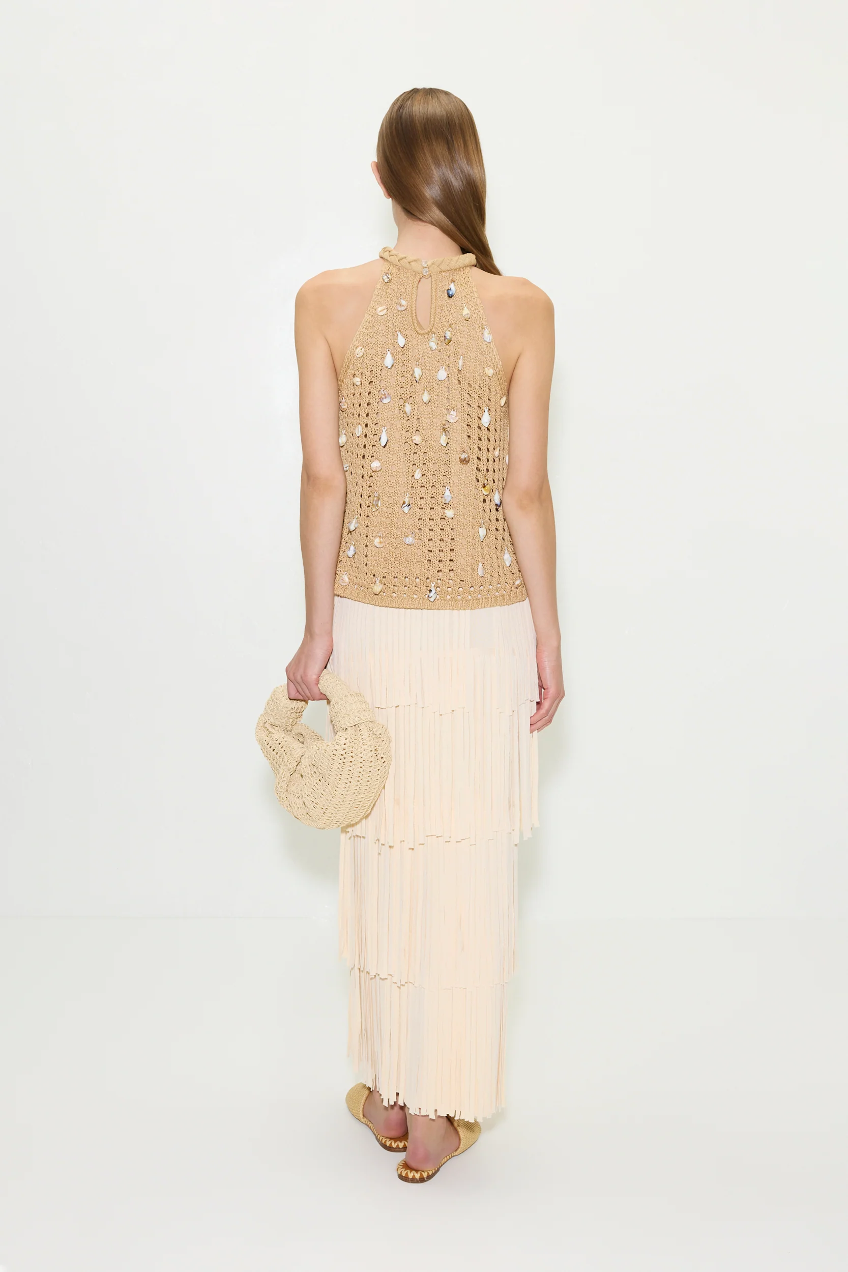 Za Za Knit Fringe Skirt in Ivory - Image 5