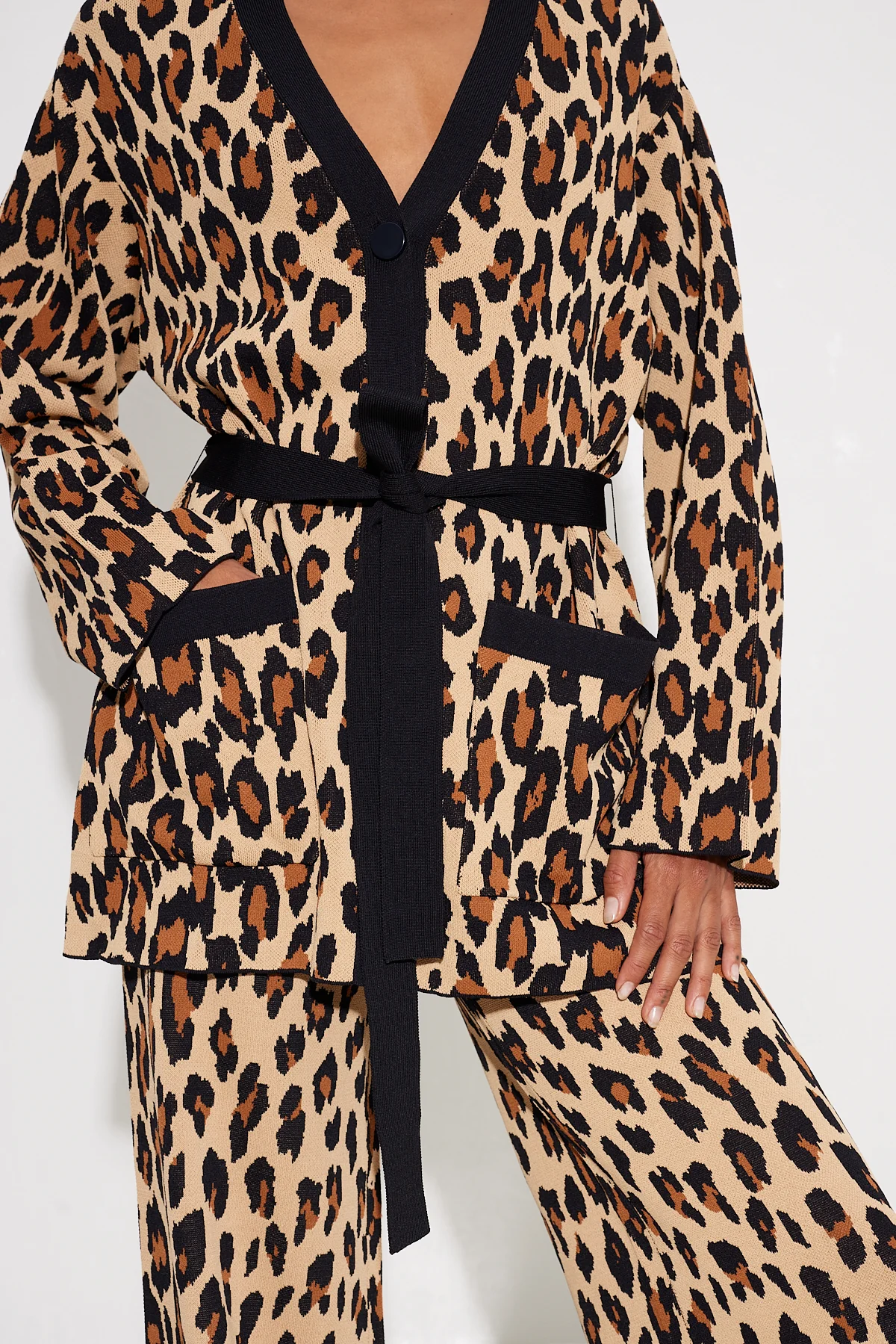 Max Belted Knit Cardigan in Cheetah - Image 6