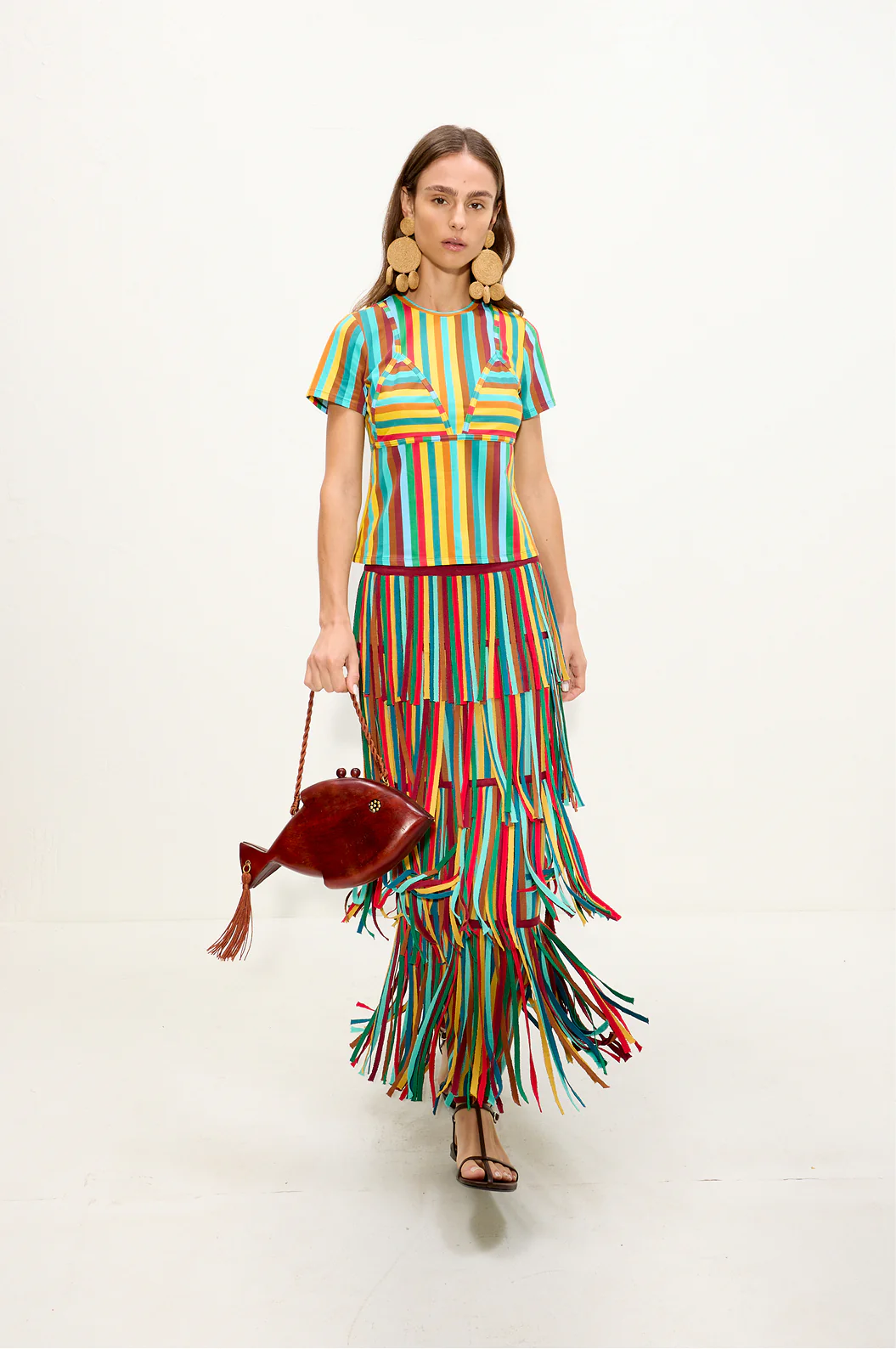 Za Za Knit Skirt In Vibrant Multi Stripe - Image 2
