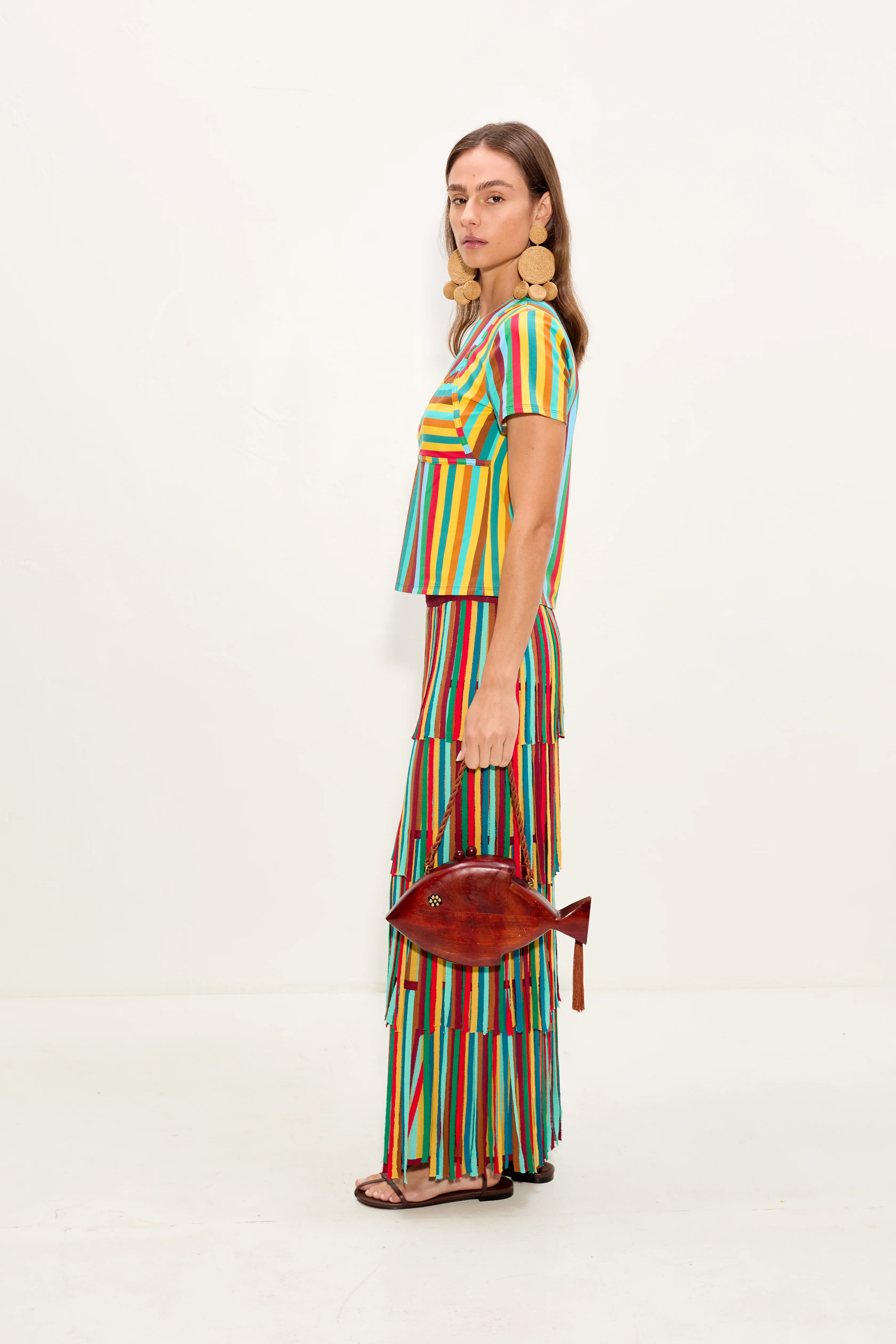Za Za Knit Skirt In Vibrant Multi Stripe - Image 3